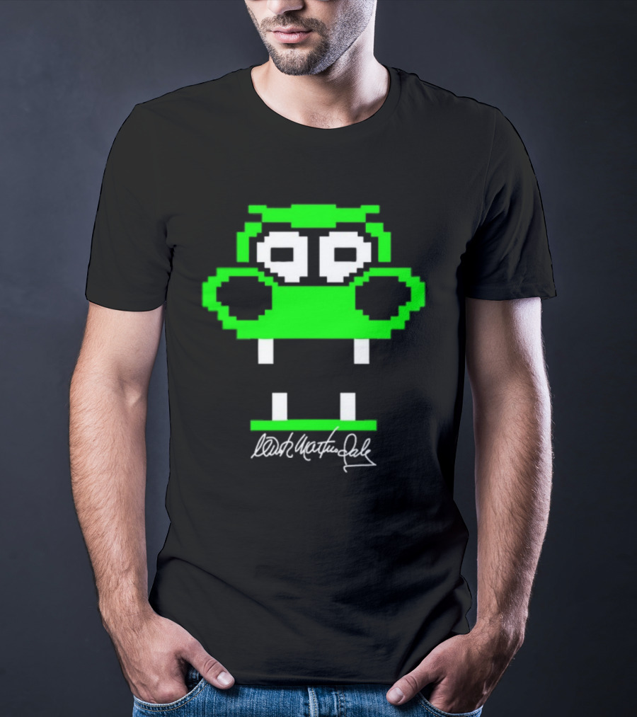 Tic Tac Dough Dragon Wink Martindale Signature Pixelated Green Face T-Shirt