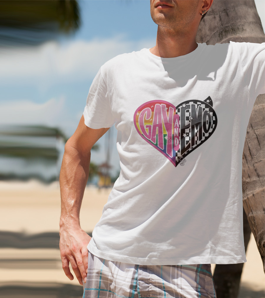 Jessie Paege Gay And Emo Heart Rainbow Checkerboard T-Shirt