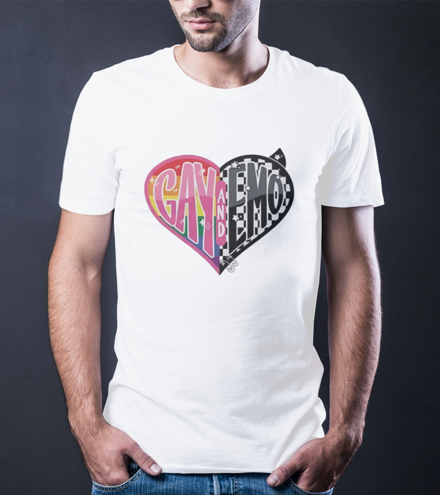 Jessie Paege Gay And Emo Heart Rainbow Checkerboard T-Shirt