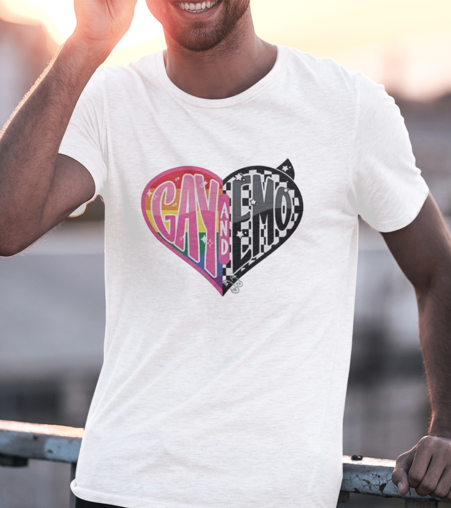 Jessie Paege Gay And Emo Heart Rainbow Checkerboard T-Shirt