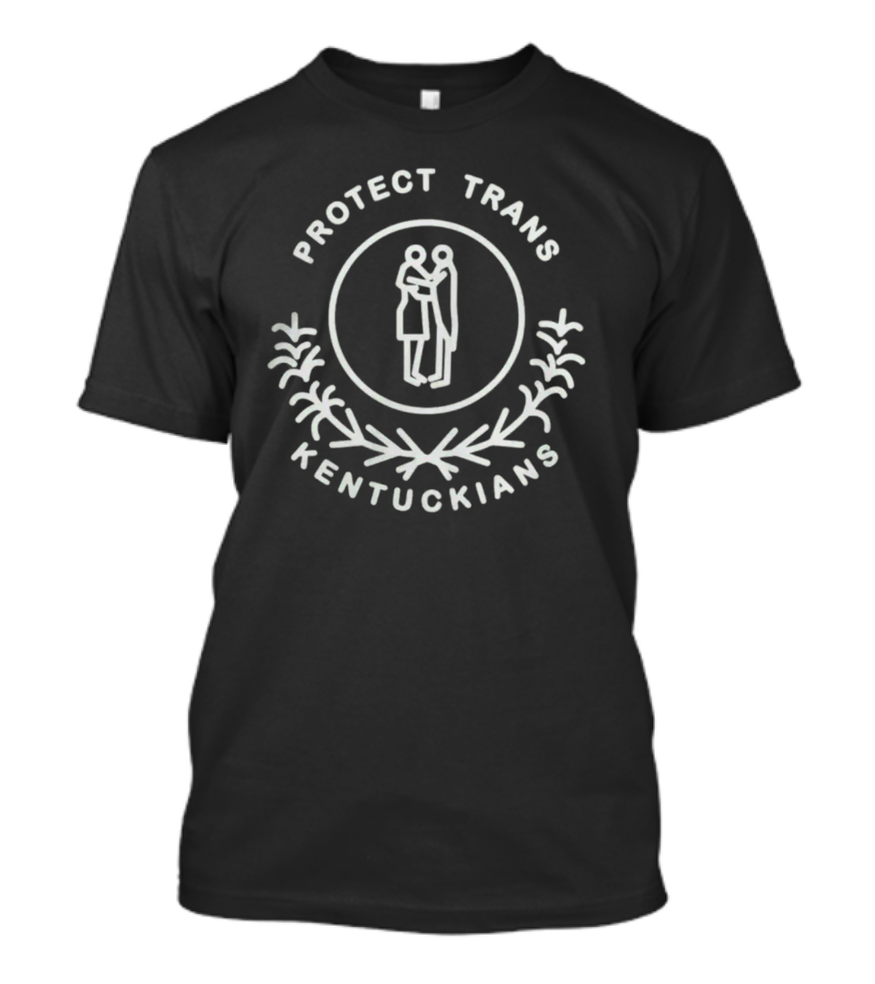 Protect Trans Kentuckians Emblem With Embracing Figures And Laurel Branches T-Shirt
