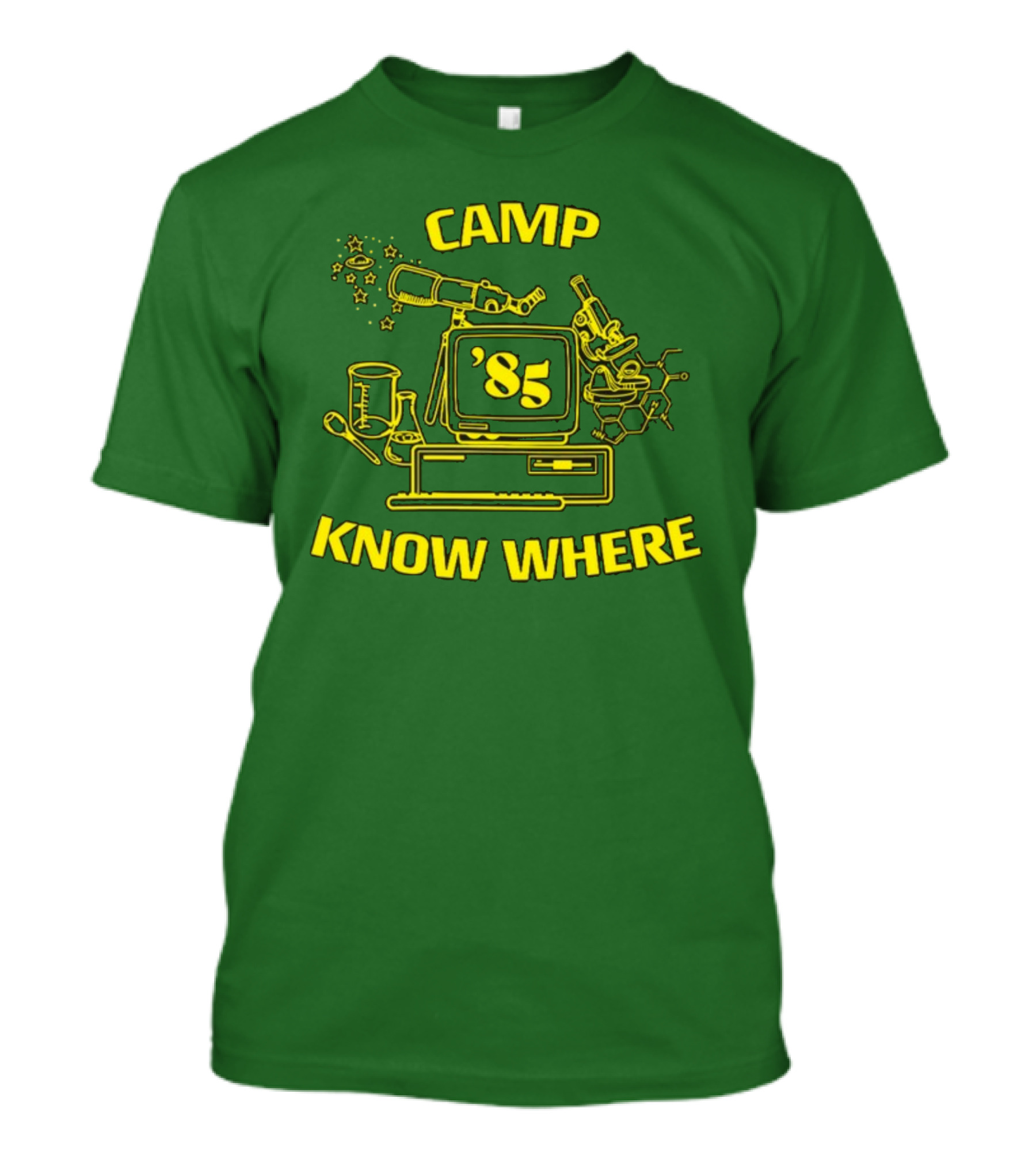 Camp Know Where '85 Science Computer Microscope Telescope Chemistry T-Shirt