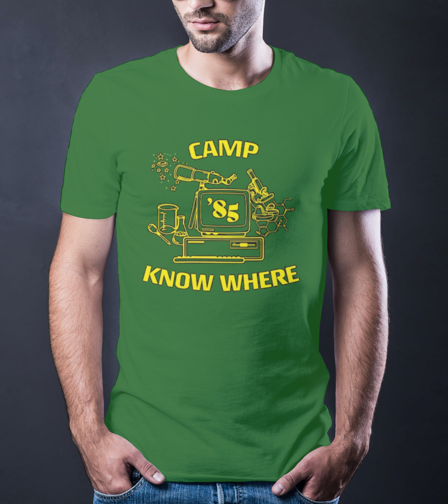 Camp Know Where '85 Science Computer Microscope Telescope Chemistry T-Shirt