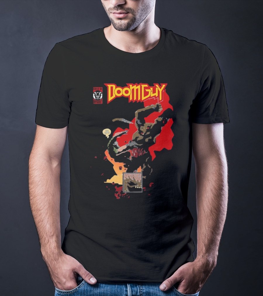 Doomguy The Shores Of Hell Demon Battle Comic T-Shirt