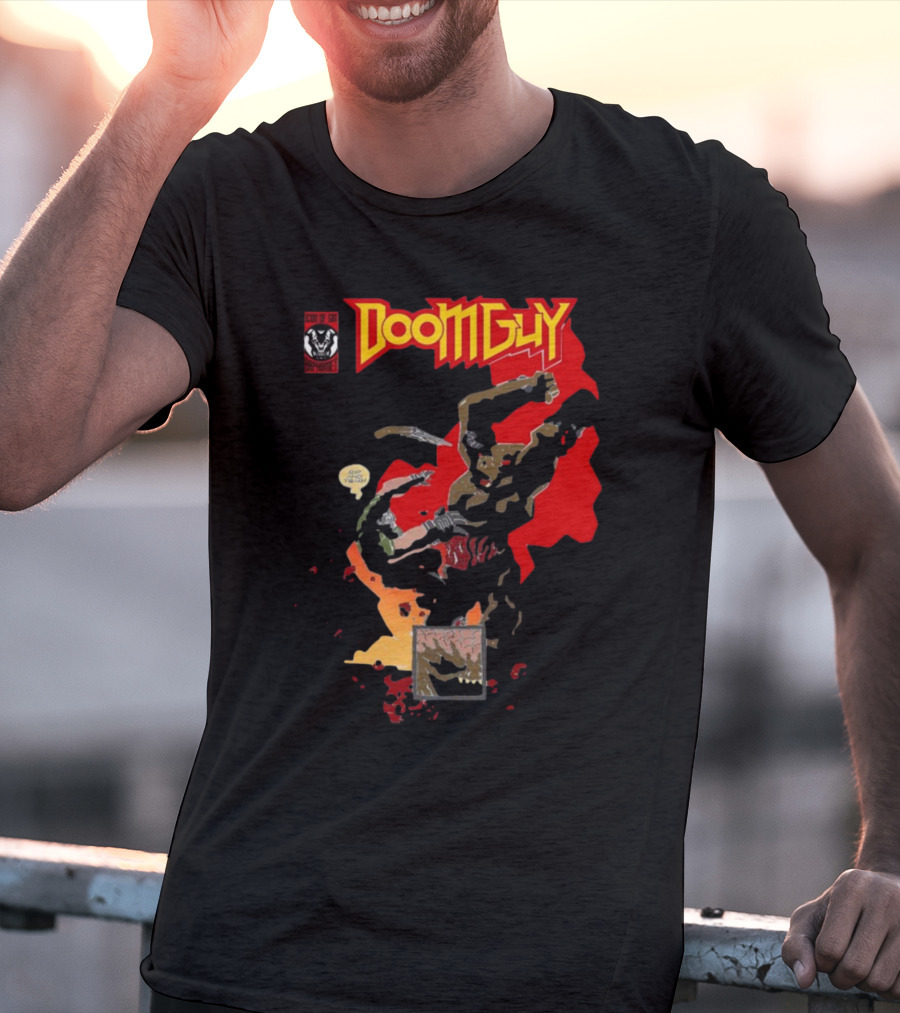 Doomguy The Shores Of Hell Demon Battle Comic T-Shirt