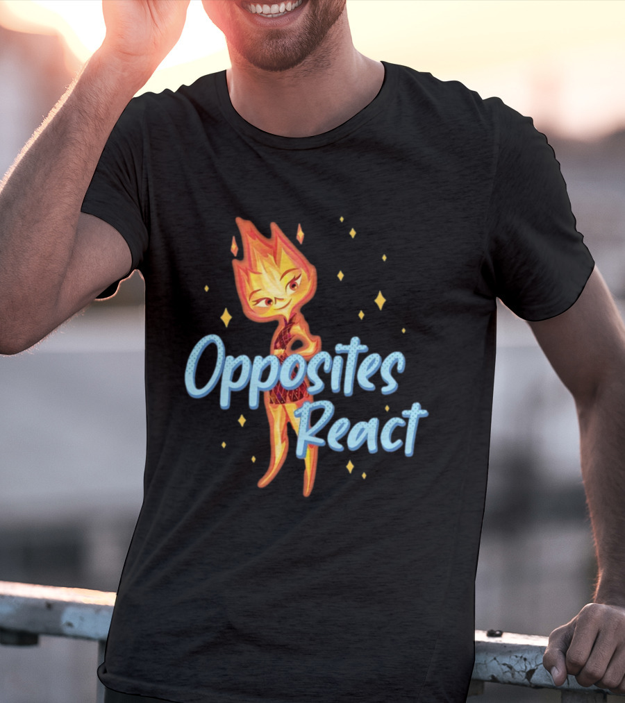 Opposites React Fire Element Character T-Shirt