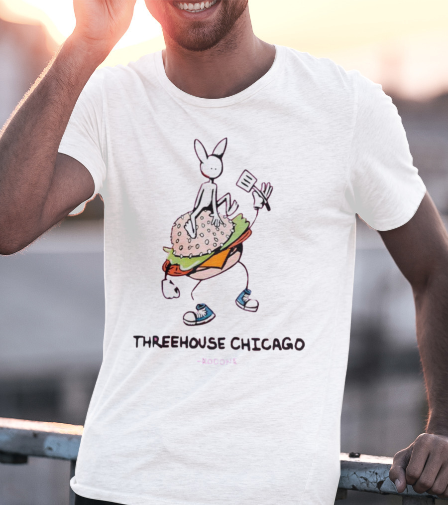 THREEHOUSE CHICAGO KODONE Burger Bunny Character Sneakers Spatula T-Shirt