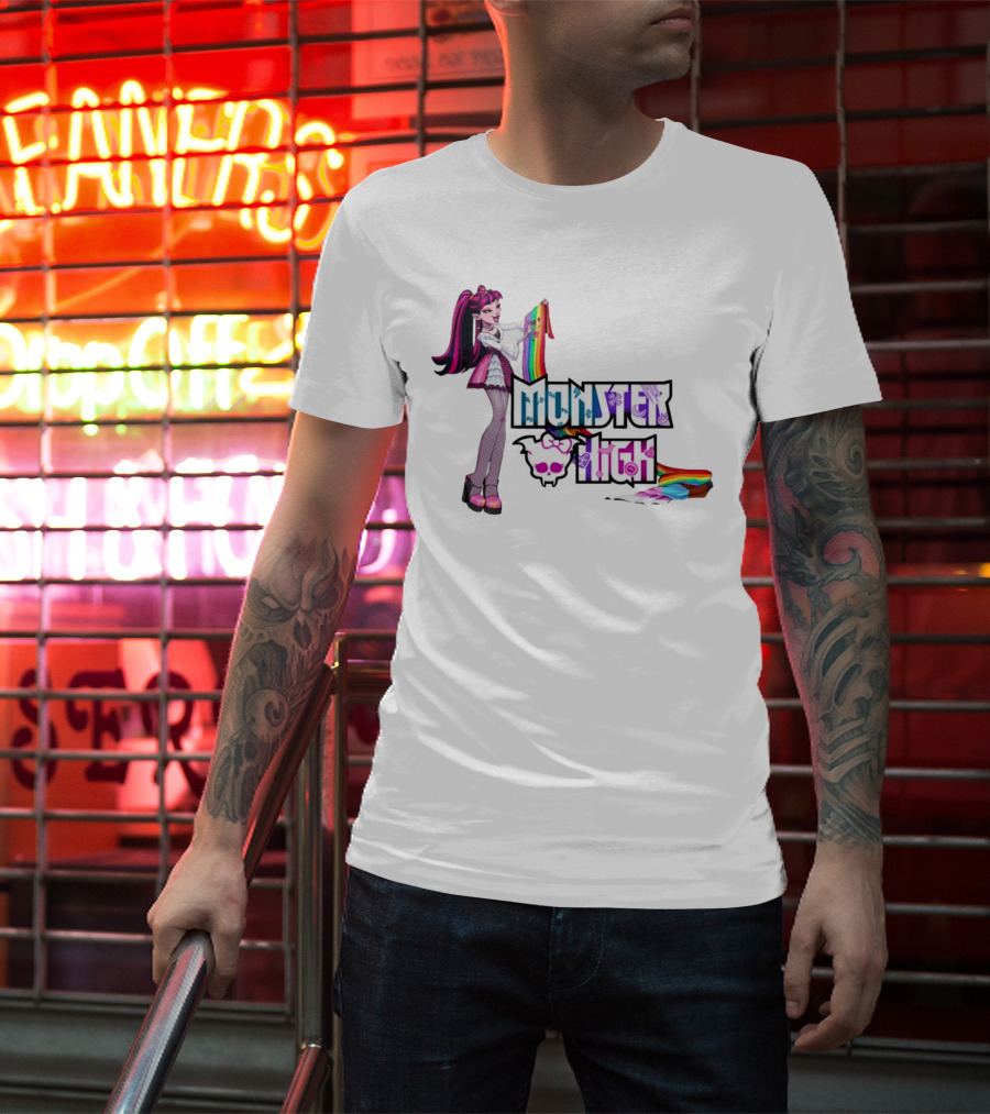 Monster High Draculaura Holding Pride Rainbow Flag T-Shirt