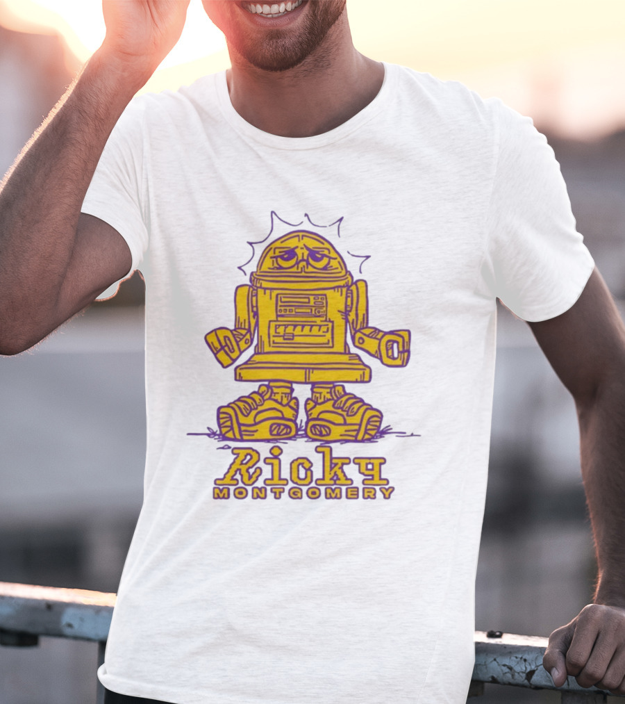 Ricky Montgomery Robot Illustration Yellow Purple T-Shirt