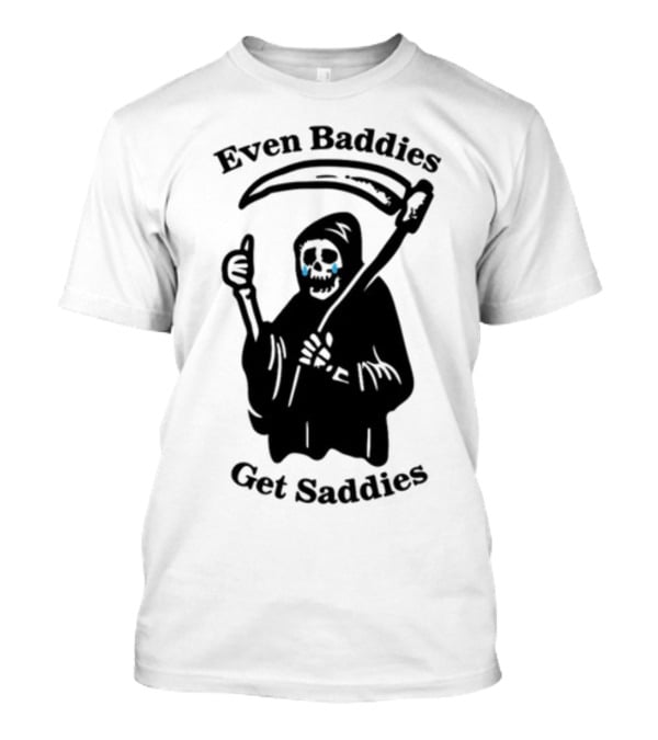 Even Baddies Get Saddies Cartoon Grim Reaper Crying T-Shirt