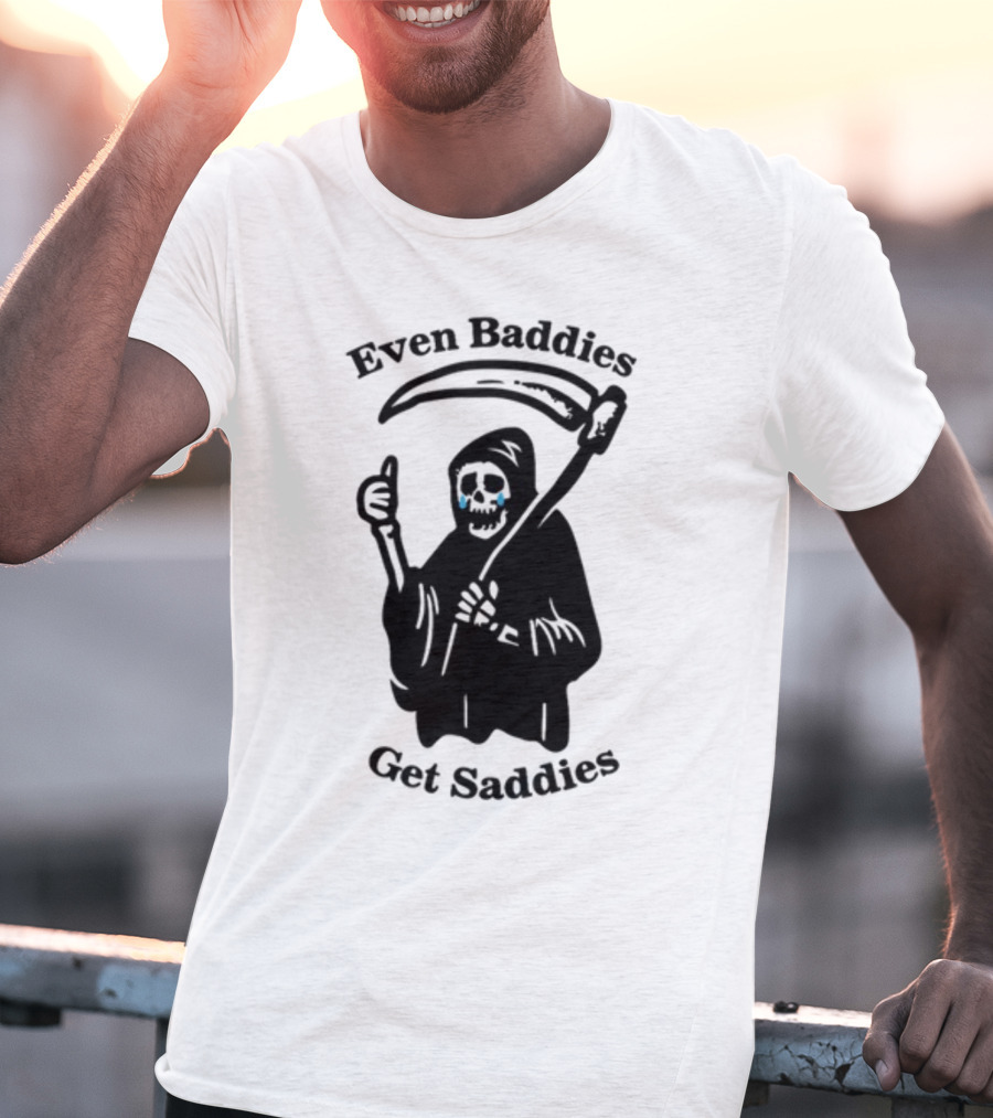 Even Baddies Get Saddies Cartoon Grim Reaper Crying T-Shirt