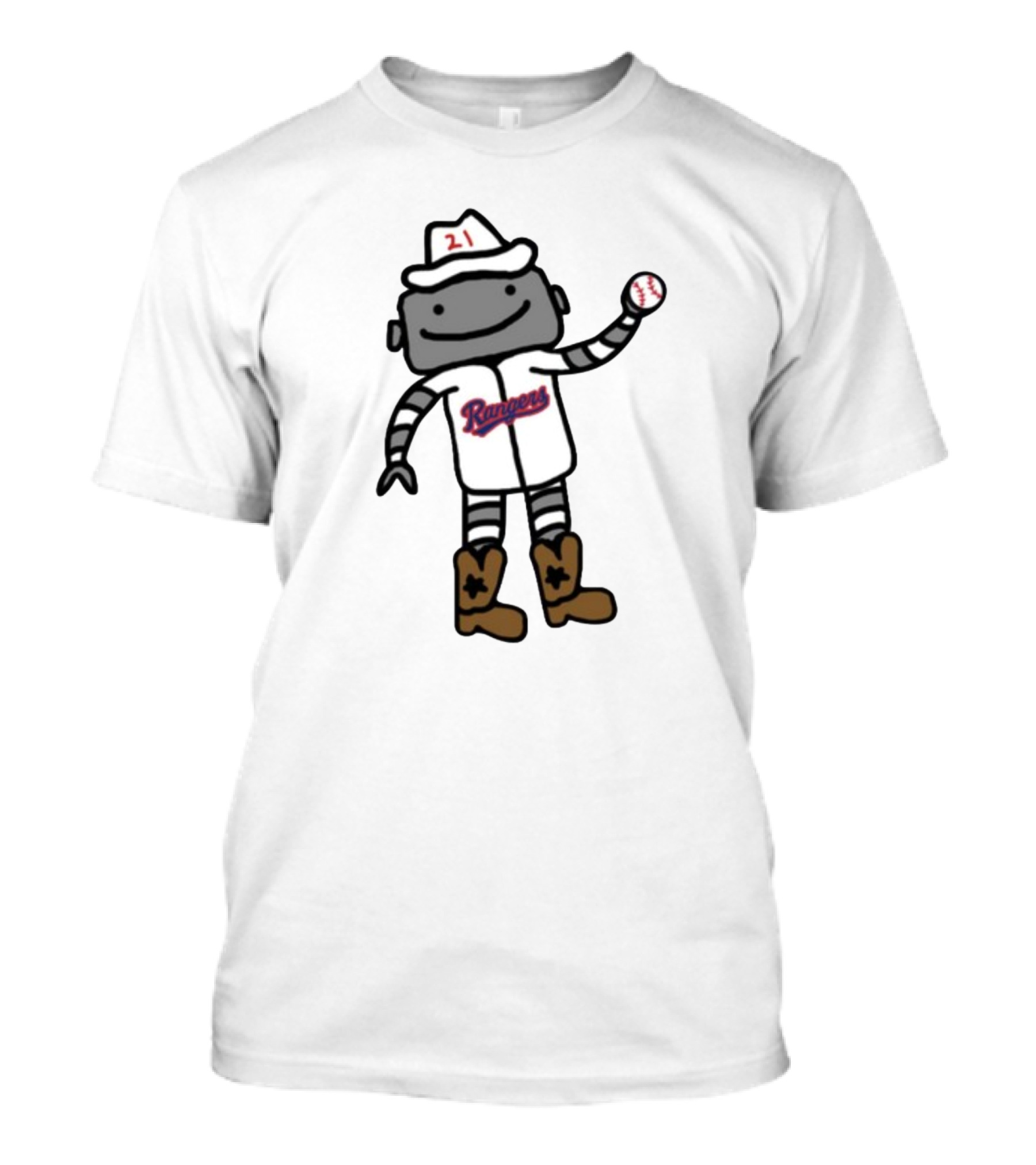 Robo Athlete With Rangers Jersey And Baseball T-Shirt