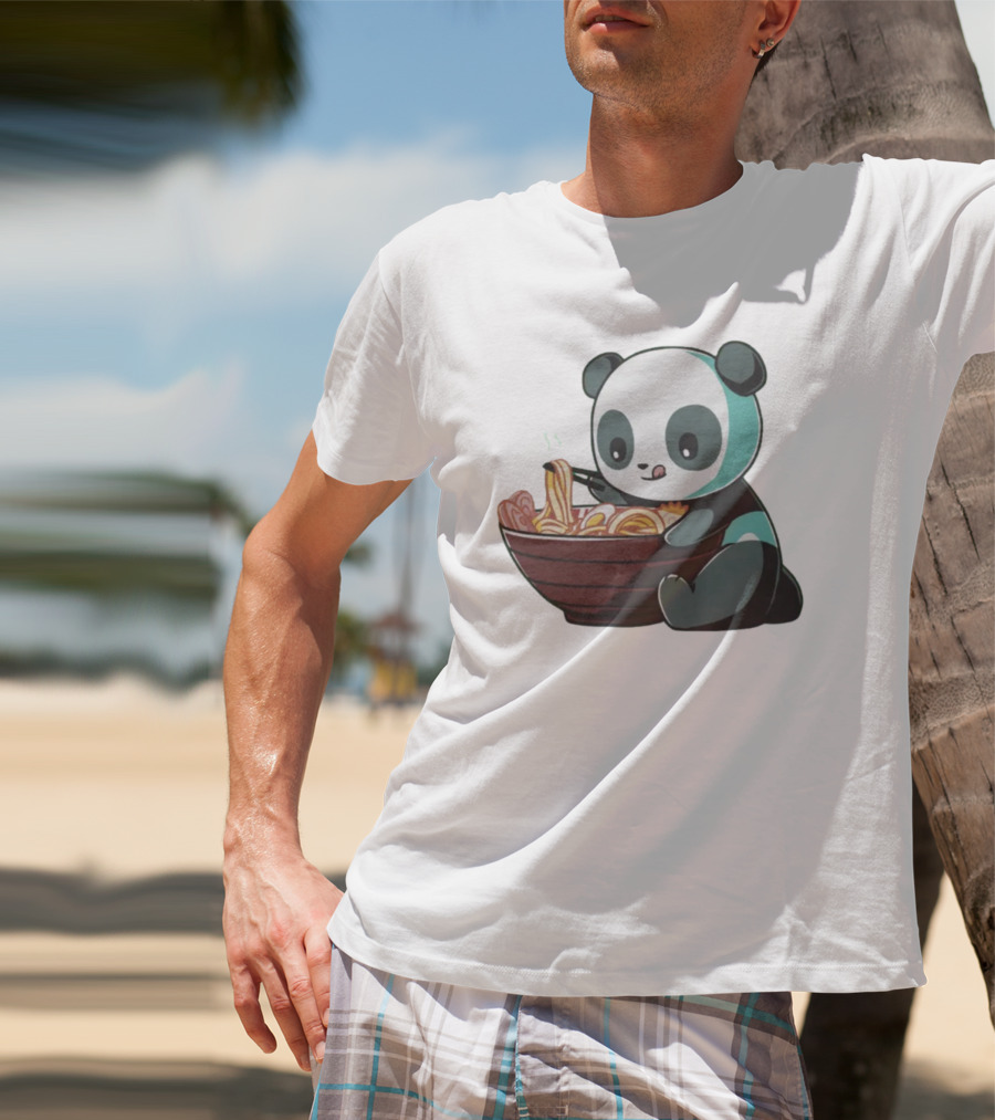 Teeturtle Ramen Panda Eating Noodles T-Shirt