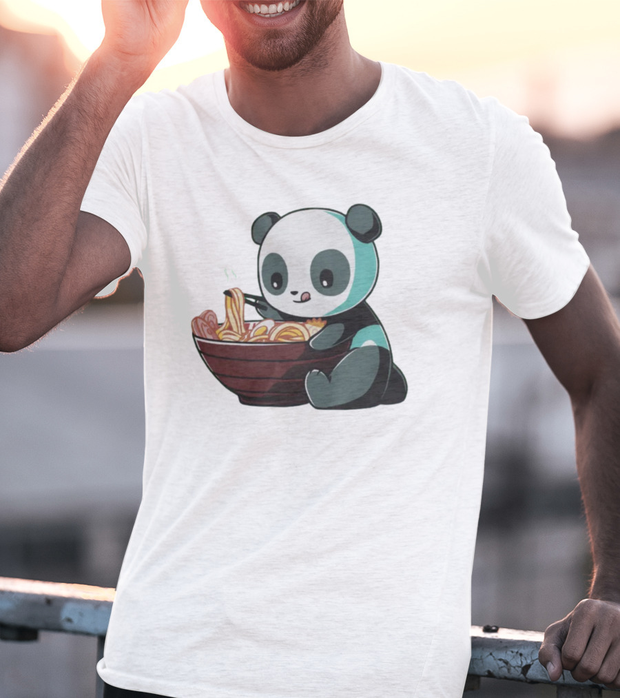 Teeturtle Ramen Panda Eating Noodles T-Shirt