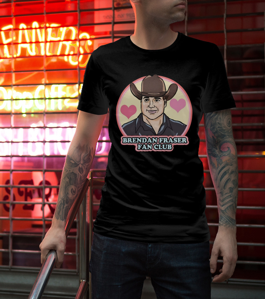 Brendan Fraser Fan Club Cowboy Hat Heart T-Shirt
