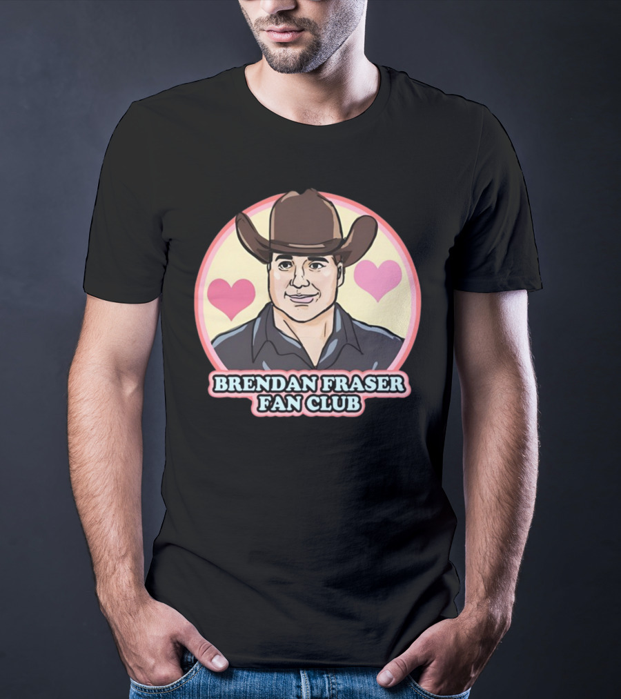 Brendan Fraser Fan Club Cowboy Hat Heart T-Shirt