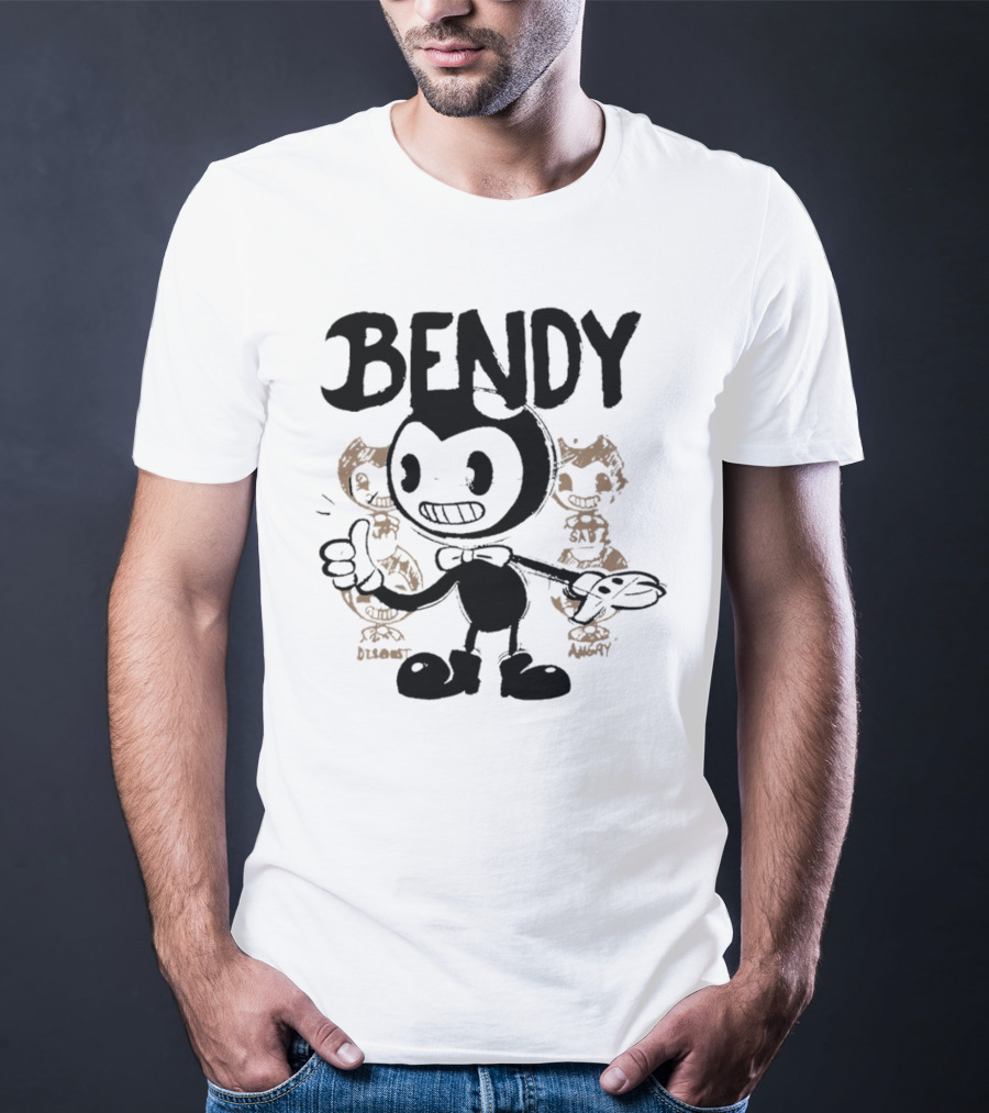 Bendy Cartoon Character With Disgust And Angry Moods T-Shirt