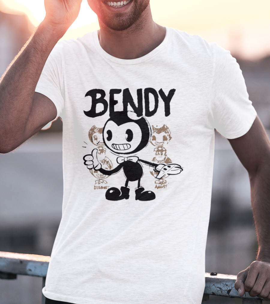Bendy Cartoon Character With Disgust And Angry Moods T-Shirt