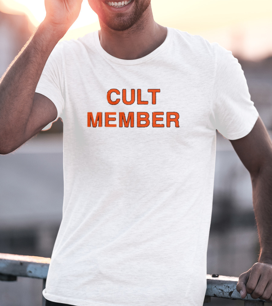 Cult Member Text In Bold Orange T-Shirt