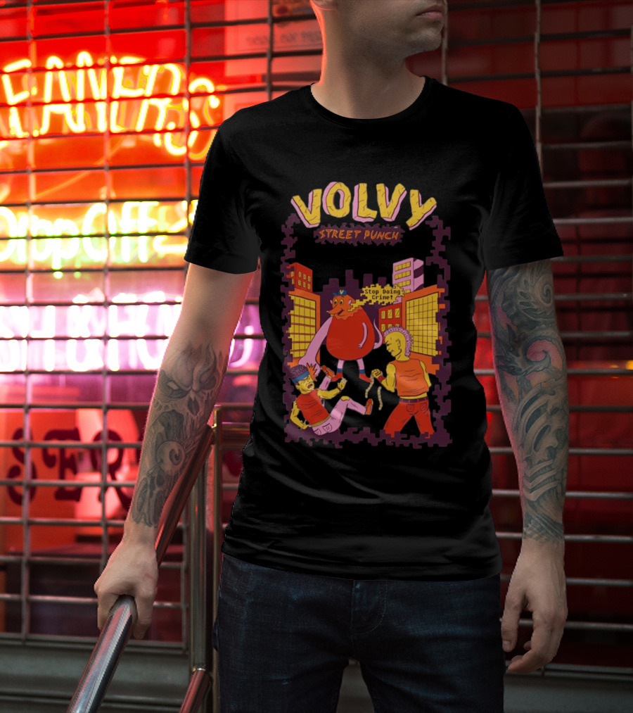 Volvy Street Punch Stop Doing Crime Retro Action T-Shirt