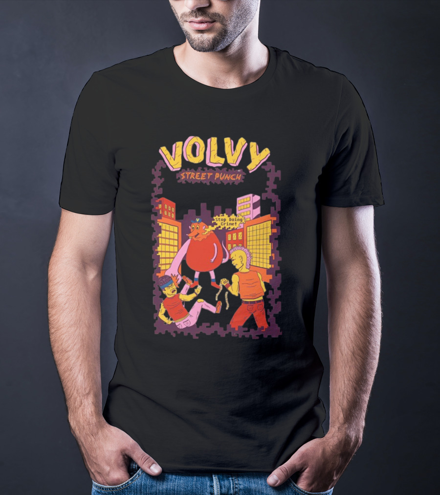 Volvy Street Punch Stop Doing Crime Retro Action T-Shirt