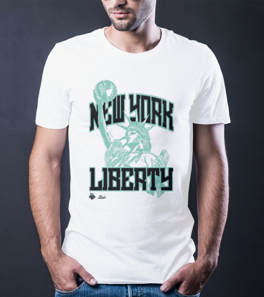 New York Liberty Playa Society Team Statue Of Liberty Basketball T-Shirt