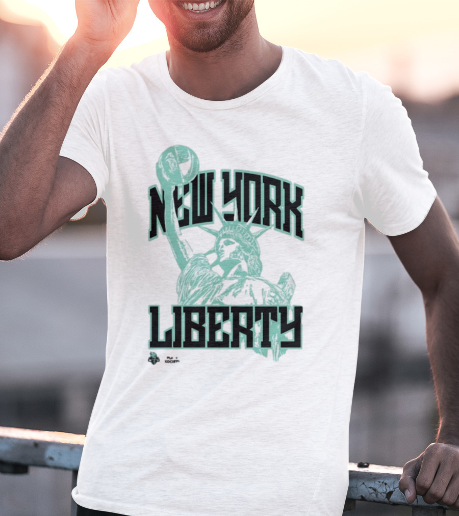 New York Liberty Playa Society Team Statue Of Liberty Basketball T-Shirt