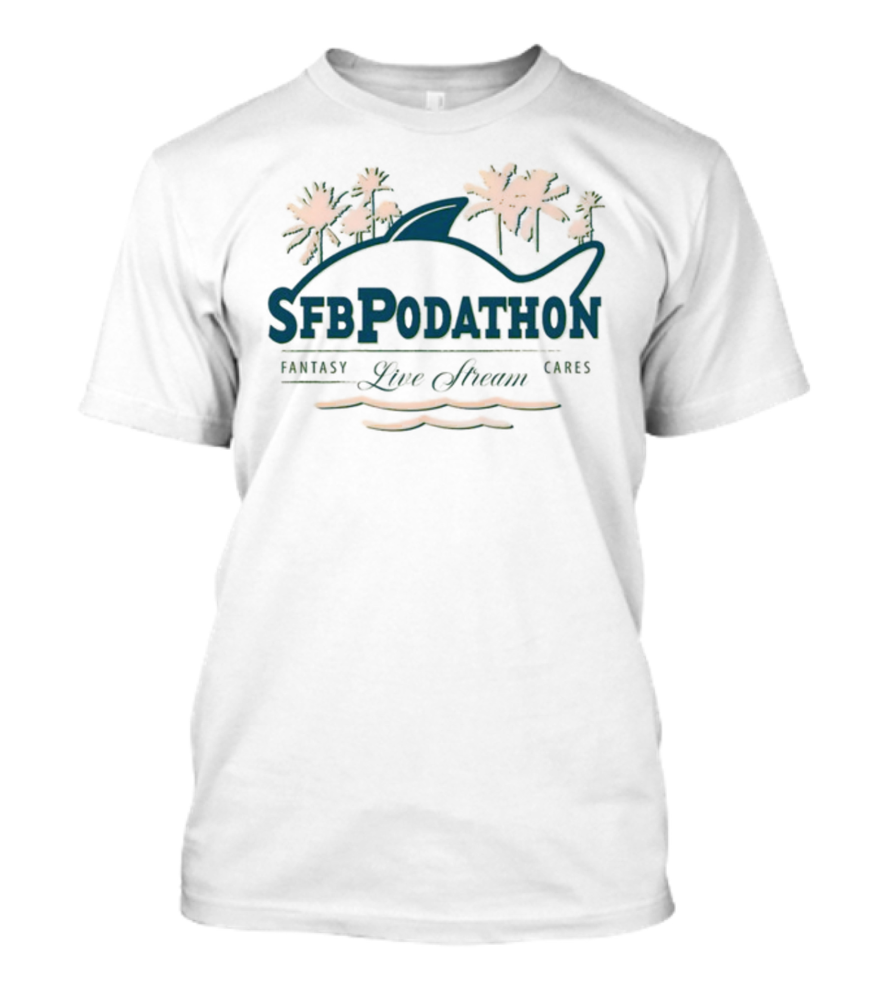 SFB Podathon Fantasy Cares Live Stream Tropical Shark Palm Trees T-Shirt