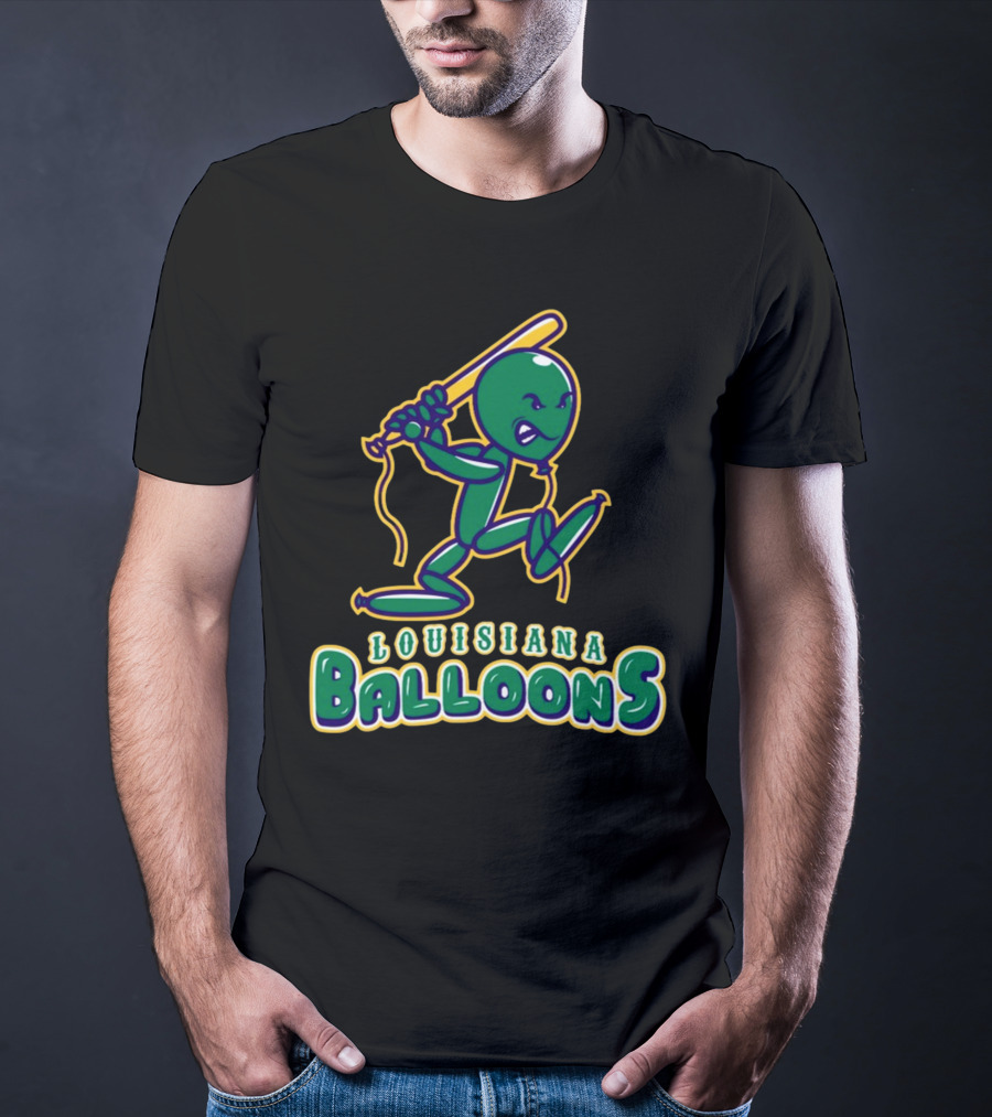 Louisiana Balloons Baseball Mascot Character T-Shirt