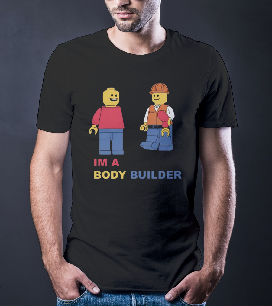 Lucca International I'm A Body Builder Lego Minifigures Construction Worker And Red-Shirted Figure T-Shirt