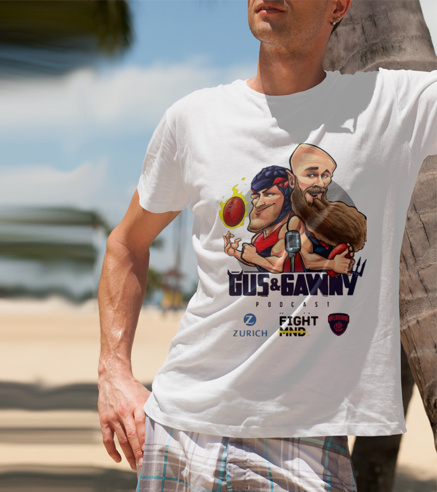Melbourne Demons Gus And Gawny Podcast Zurich Fight MND AFL Caricature T-Shirt