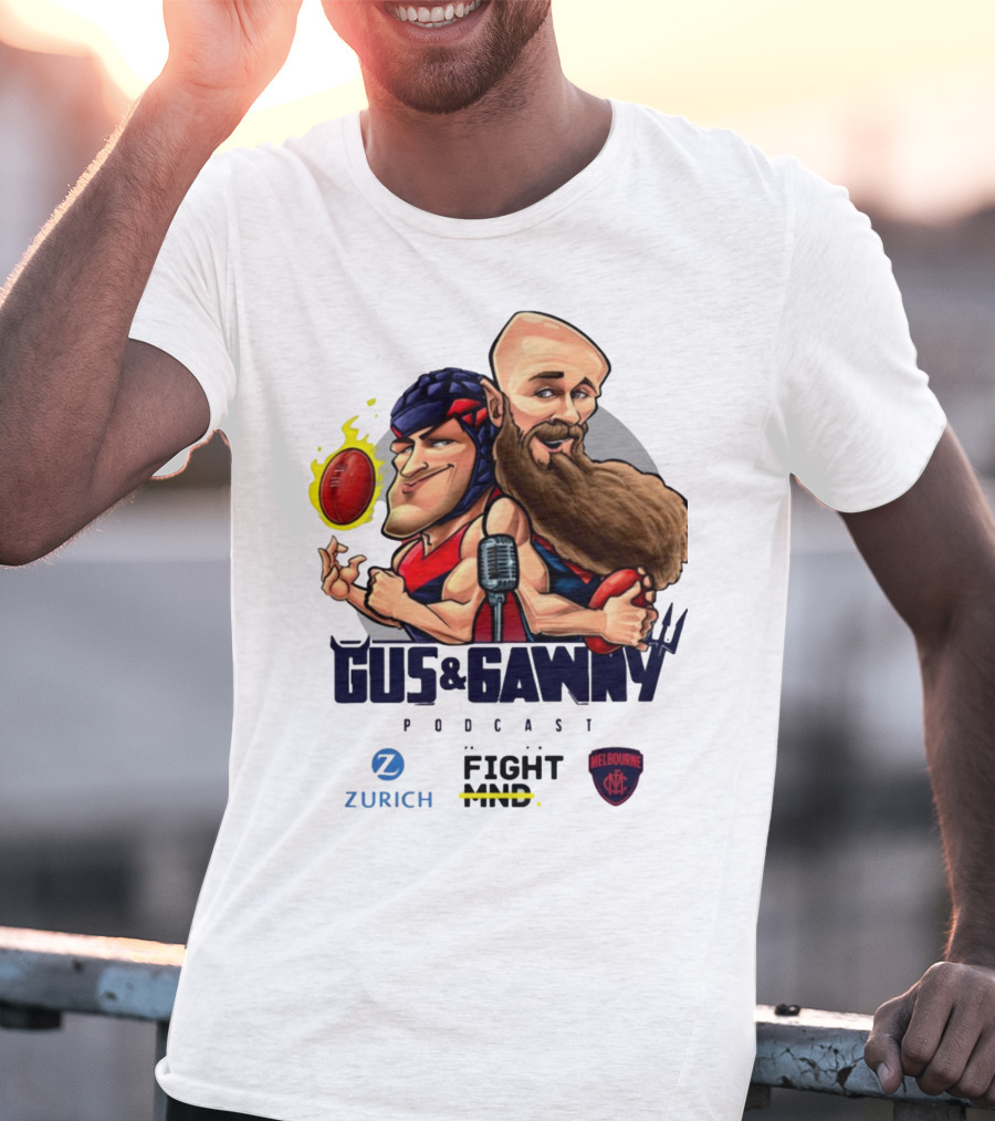 Melbourne Demons Gus And Gawny Podcast Zurich Fight MND AFL Caricature T-Shirt