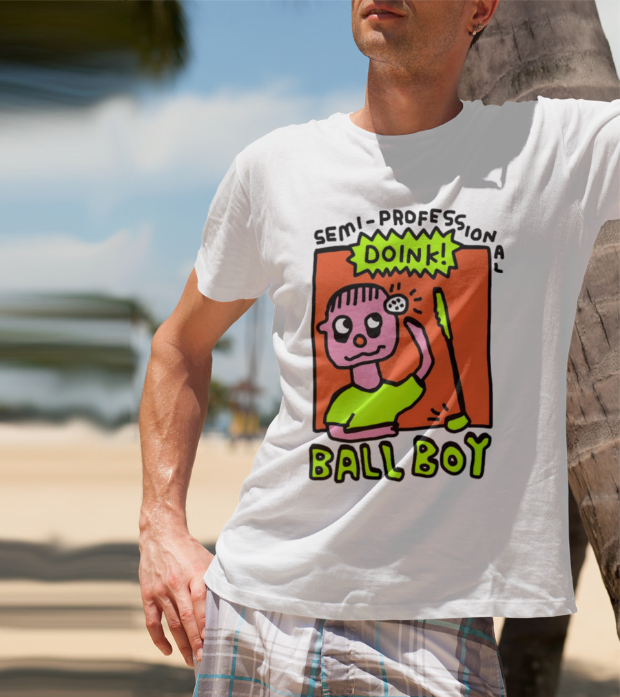 Semi-Professional Doink Ball Boy Comic Character With Club And Speech Bubble T-Shirt