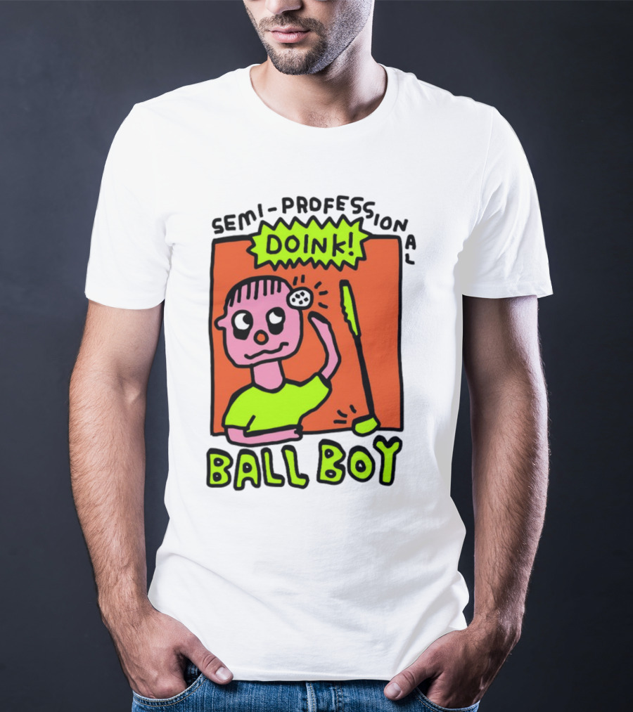 Semi-Professional Doink Ball Boy Comic Character With Club And Speech Bubble T-Shirt