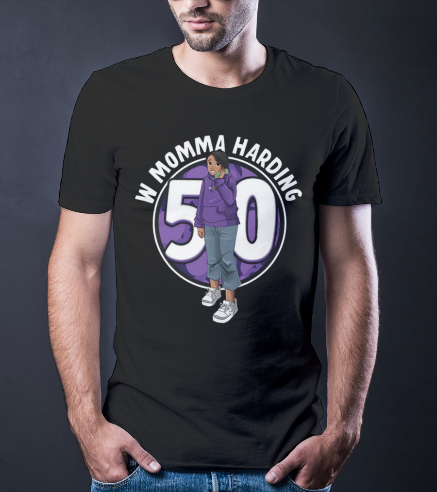 W Momma Harding 50 Purple Hoodie And Sneakers Cartoon T-Shirt