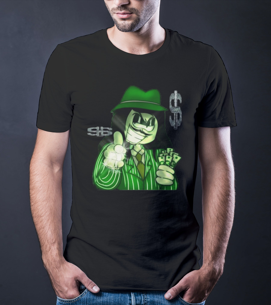 Green Gangsta Spongewhang With Money And Dollar Signs T-Shirt