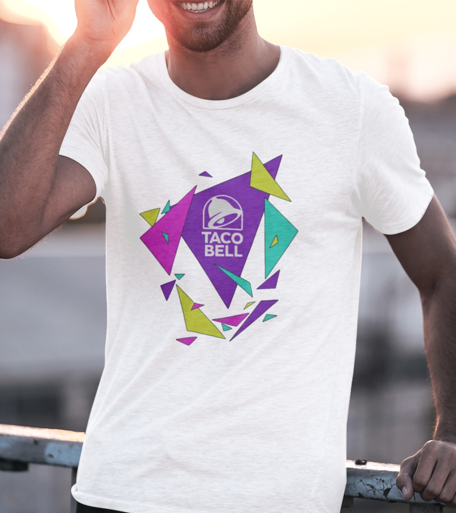 Taco Bell Logo Neon Geometric Shapes T-Shirt