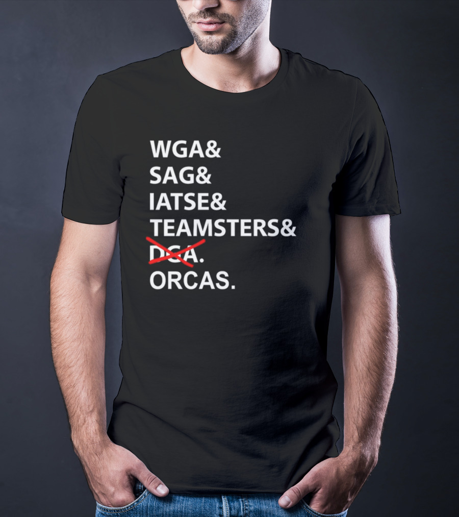 WGA SAG IATSE Teamsters Orcas Crossed Out T-Shirt