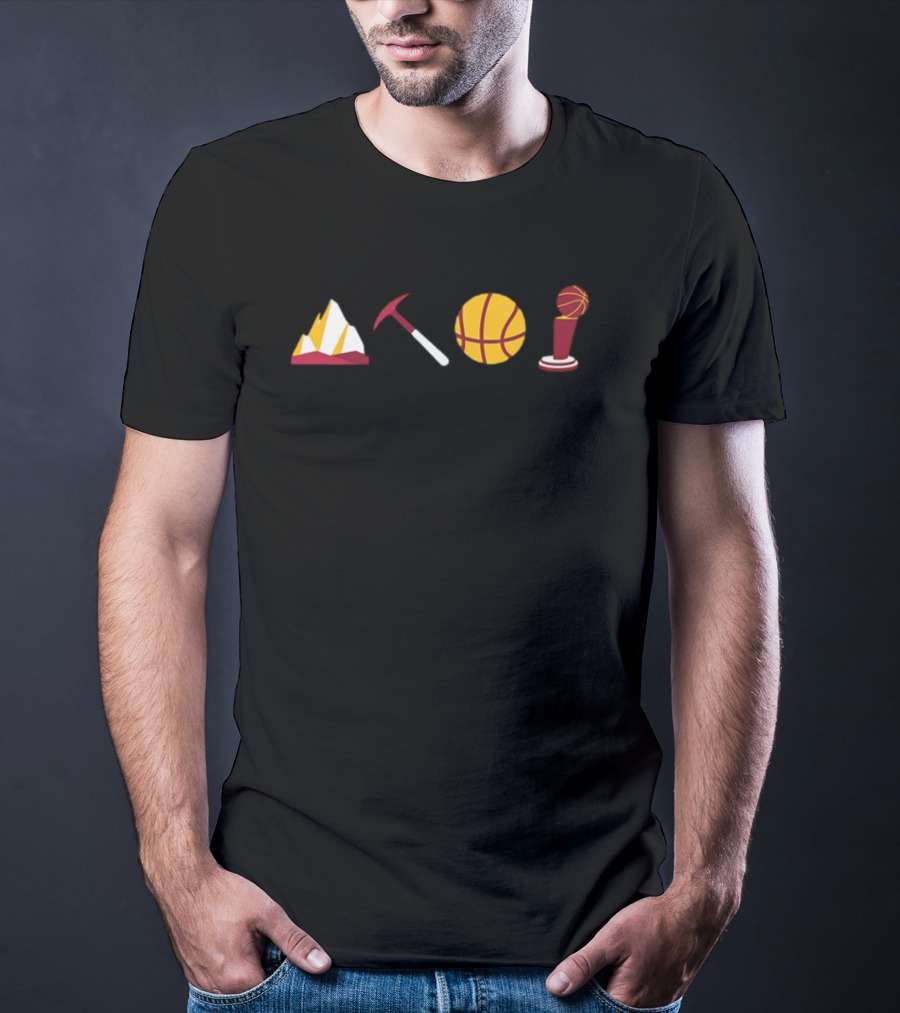 Denver Mountain Basketball Trophy And Climbing Pickaxe Icons T-Shirt