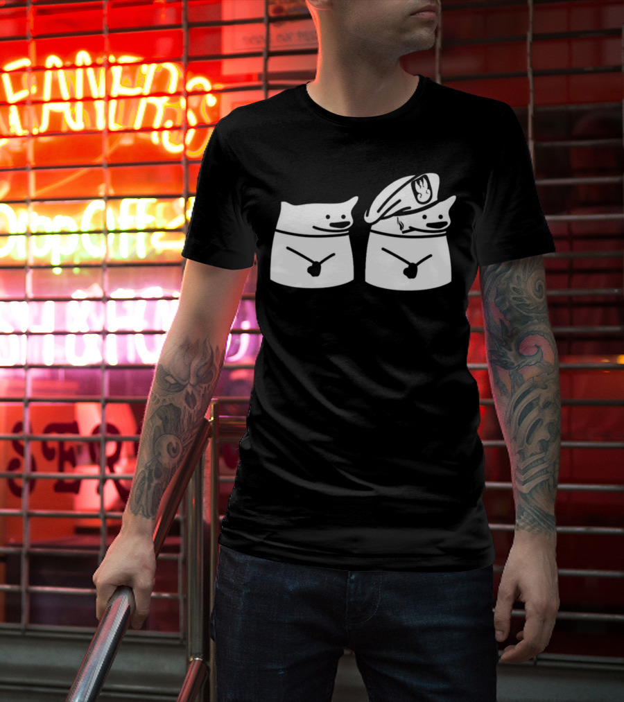 Nafo Ofan Fella Meme Character Pair In Officer Hat T-Shirt