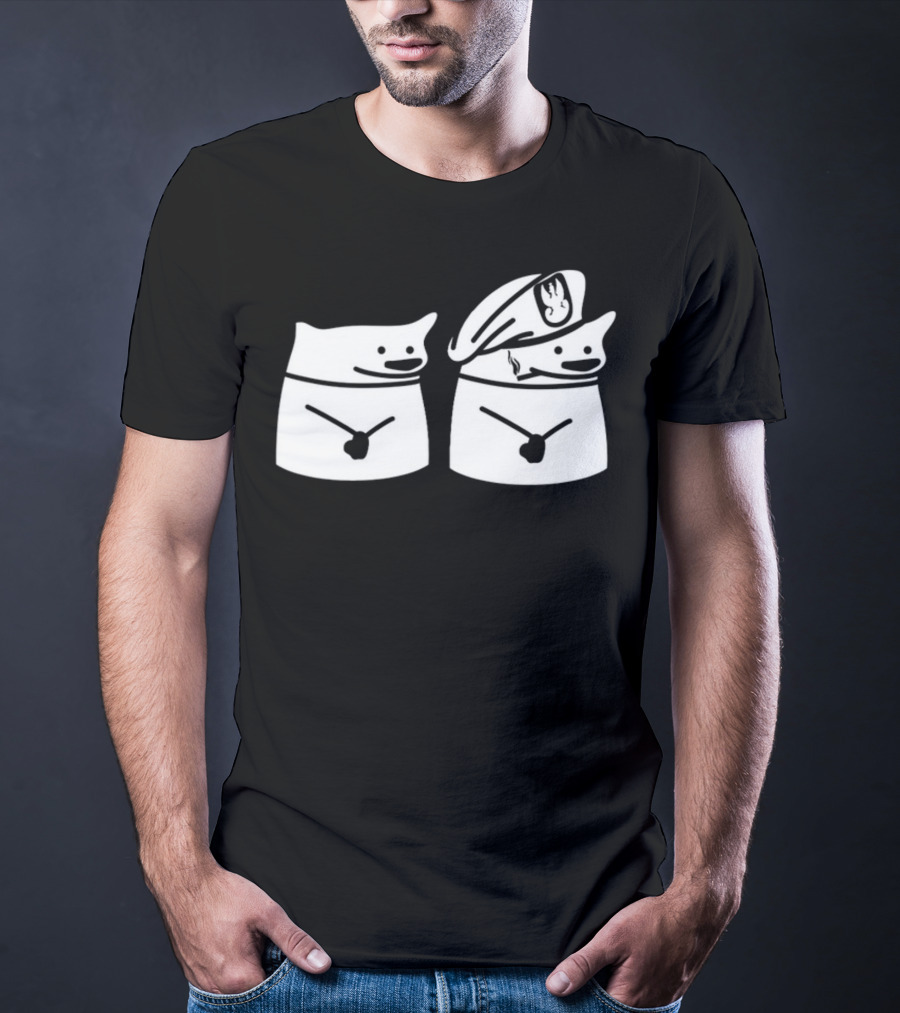 Nafo Ofan Fella Meme Character Pair In Officer Hat T-Shirt