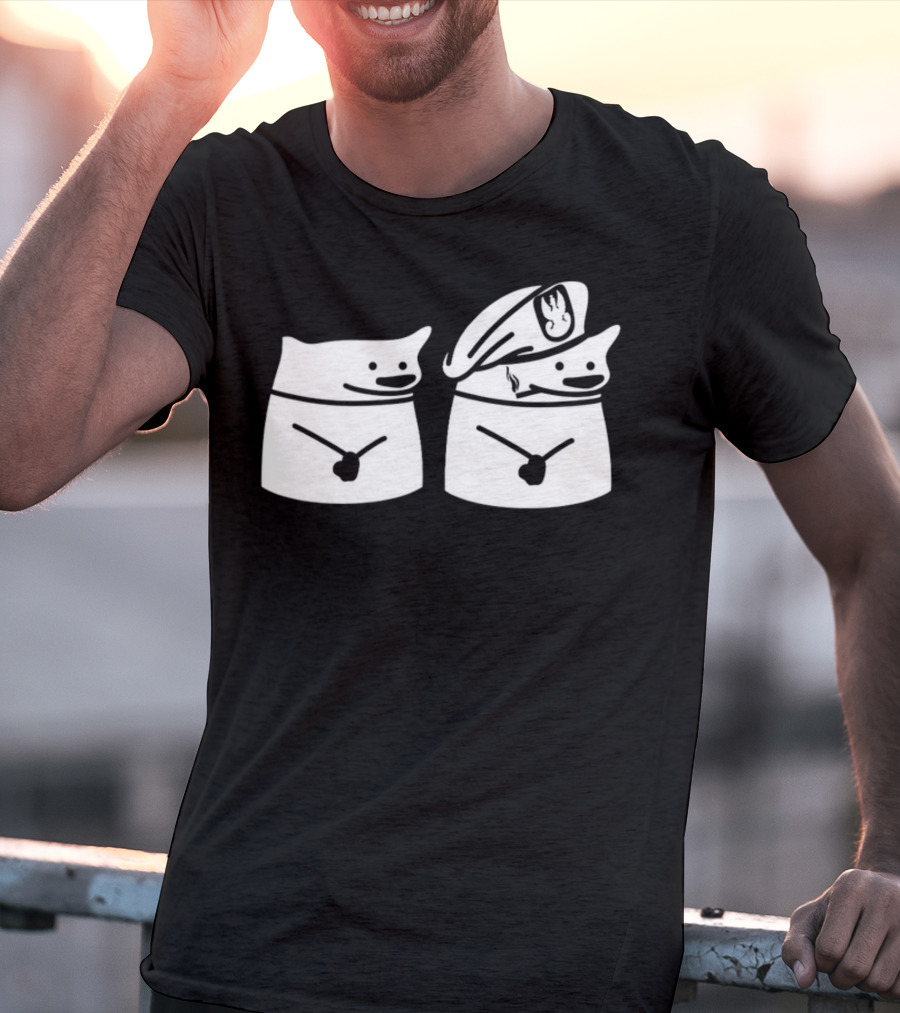 Nafo Ofan Fella Meme Character Pair In Officer Hat T-Shirt