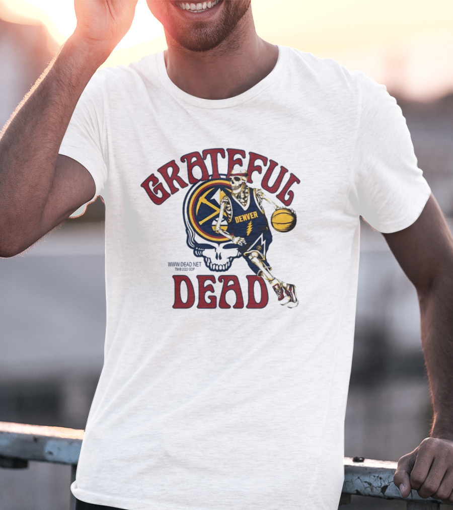 Grateful Dead Denver Nuggets Skull Skeleton Basketball Player T-Shirt