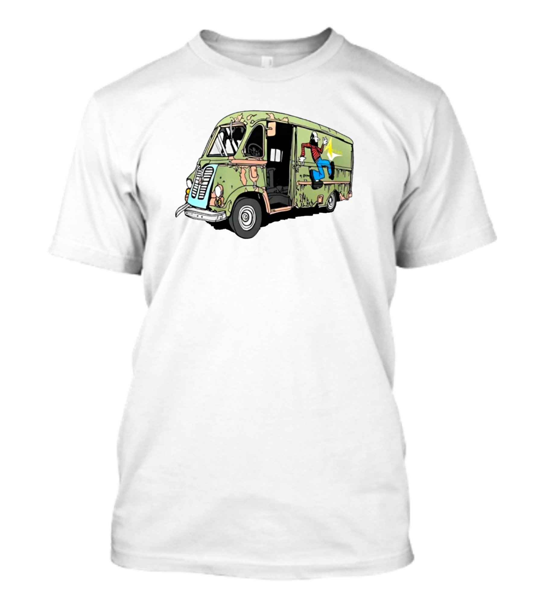 Aerosmith Band Van Camouflage Cartoon Running Starburst Concert T-Shirt