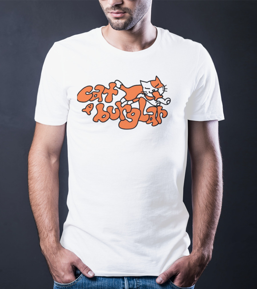 Cat Burglar Playful Cartoon Cat With Fish Bone T-Shirt