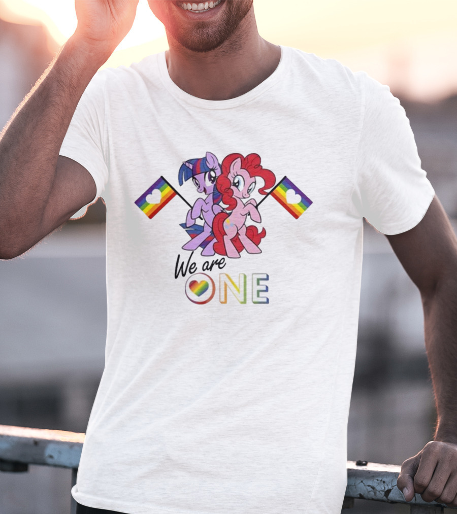 My Little Pony We Are One Pinkie Pie Twilight Sparkle Pride Rainbow Flags T-Shirt
