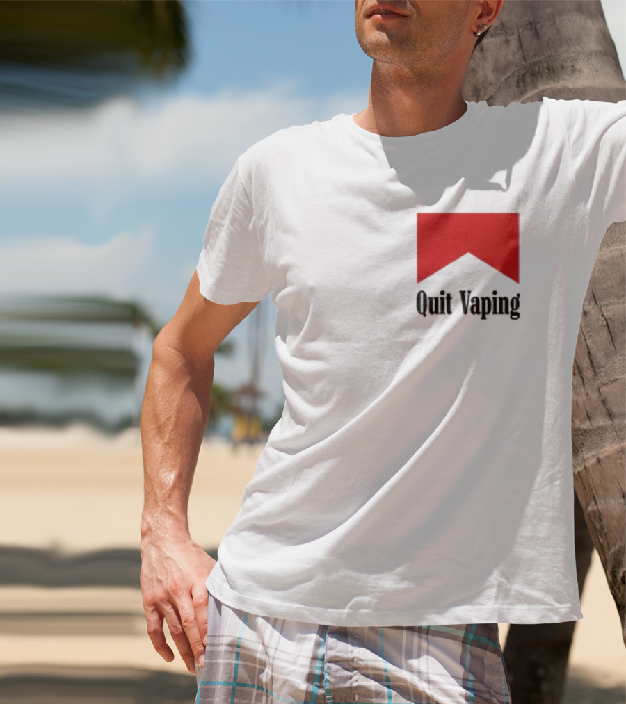 Quit Vaping Be A Man Red Triangle Message T-Shirt