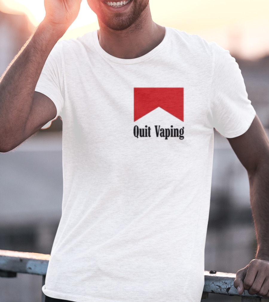 Quit Vaping Be A Man Red Triangle Message T-Shirt