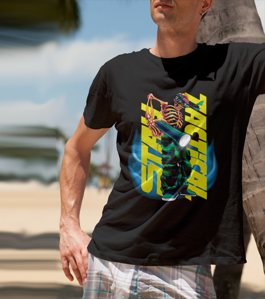 Stay Tactical Neon Skeleton Graffiti T-Shirt