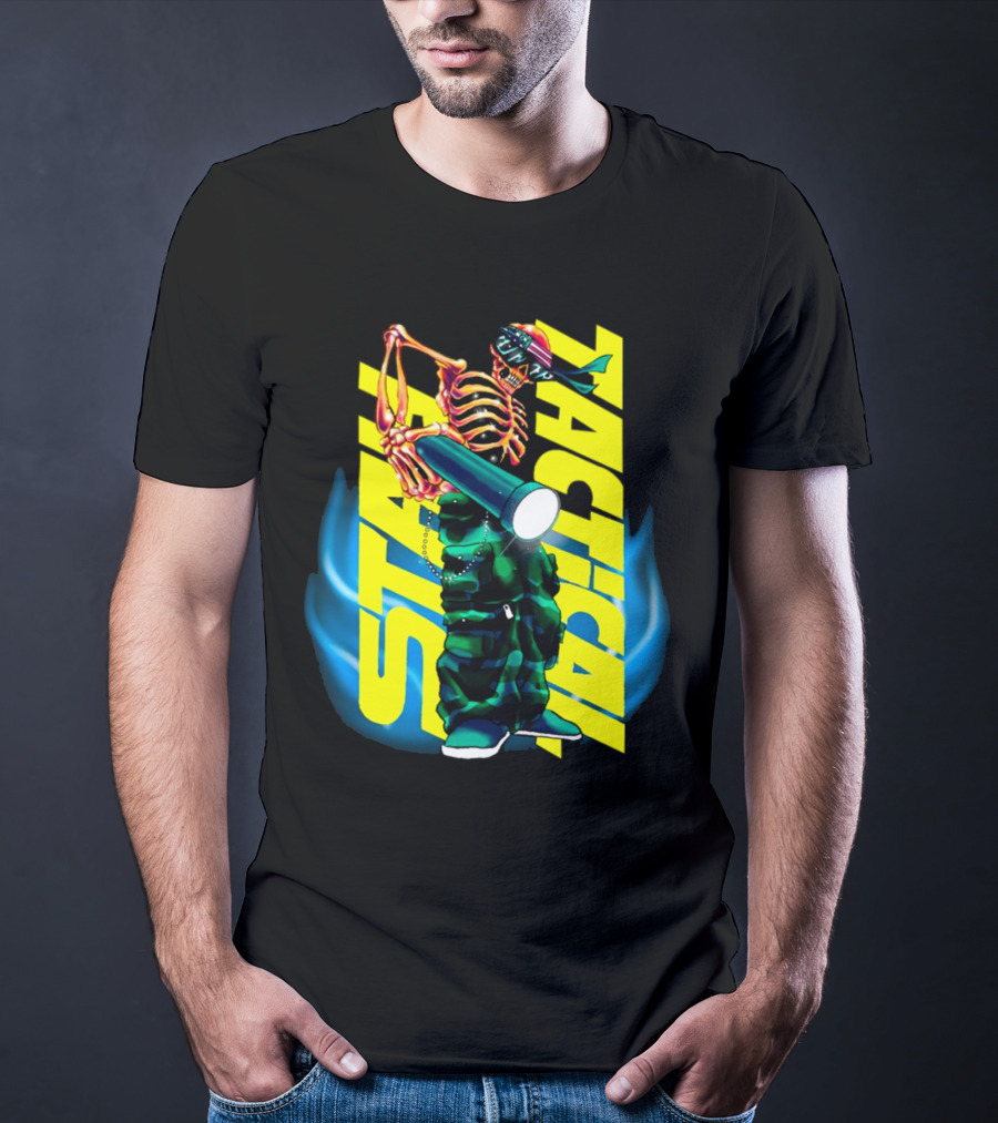 Stay Tactical Neon Skeleton Graffiti T-Shirt
